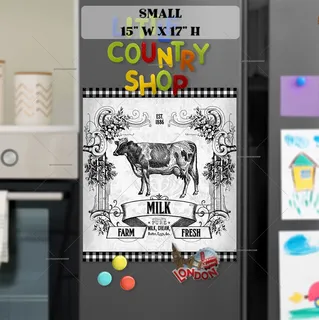 Preview of Vintage Milk Farm Cow Design magnet in Small size.