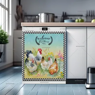 Preview of Chicken Family in the Meadow magnet.