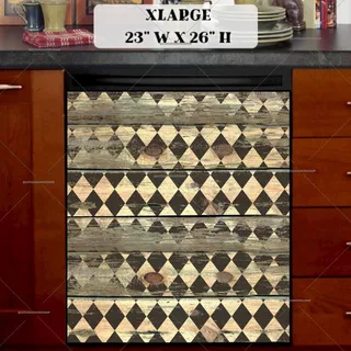 Preview of Farmhouse Harlequin Wood Design magnet in Extra Large size.