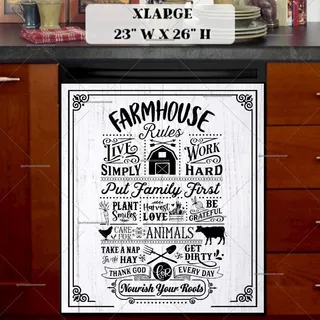 Preview of Farmhouse Rules magnet in Extra Large size.