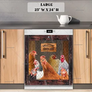 Preview of Hens and Roosters in a Coop magnet in Large size.