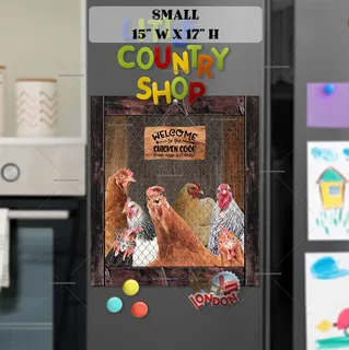 Preview of Hens and Roosters in a Coop magnet in Small size.