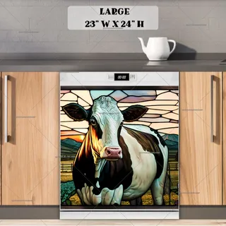 Preview of Stained Glass Cow Design magnet in Large size.