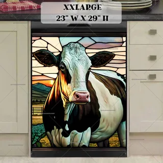 Preview of Stained Glass Cow Design magnet in XX Large size.