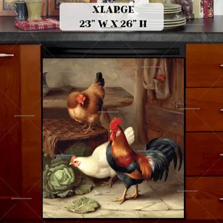 Preview of Farmhouse Chickens and Rooster magnet in Extra Large size.