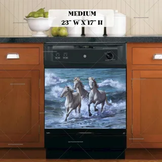 Preview of Horses Running Through the Surf magnet in Medium size.