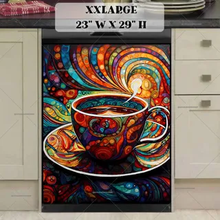 Preview of Stained Glass Coffee Cup Design magnet in XX Large size.