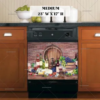 Preview of Rustic Winery with Wine Bottles magnet in Medium size.