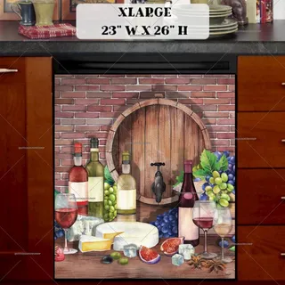 Preview of Rustic Winery with Wine Bottles magnet in Extra Large size.