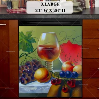 Preview of Still Life with Wine and Melon magnet in Extra Large size.