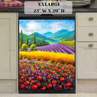 Preview of Italian Lavender and Poppy Field magnet in XX Large size.