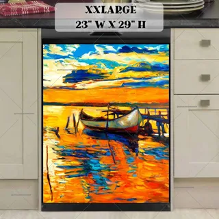 Preview of Colorful Sunset with a Fishing Boat magnet in XX Large size.