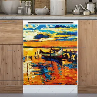 Preview of Colorful Sunset with a Fishing Boat magnet.