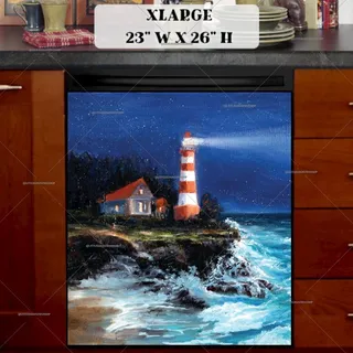 Preview of Lighthouse in a Stormy Night magnet in Extra Large size.