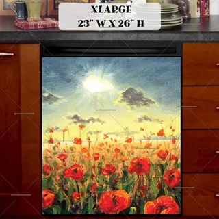 Preview of Beautiful Poppy Field magnet in Extra Large size.