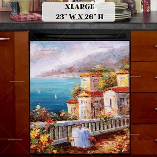 Preview of Terrace in Harbor View, Greece magnet in Extra Large size.