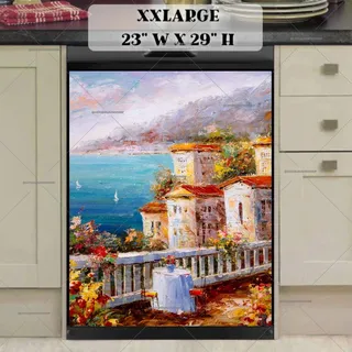 Preview of Terrace in Harbor View, Greece magnet in XX Large size.