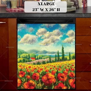 Preview of Poppy Field in Tuscany magnet in Extra Large size.