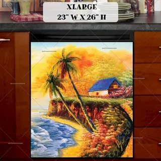 Preview of Tropical Seacoast Cottage magnet in Extra Large size.