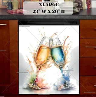 Preview of Retro Champagne Glasses magnet in Extra Large size.