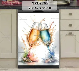 Preview of Retro Champagne Glasses magnet in XX Large size.