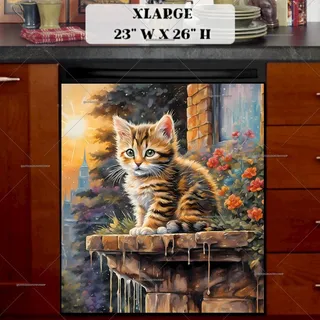 Preview of Little Kitten in the City magnet in Extra Large size.