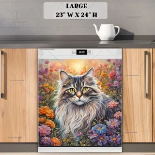 Preview of Grey Maine Coon Cat magnet in Large size.