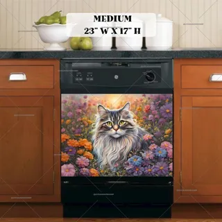 Preview of Grey Maine Coon Cat magnet in Medium size.
