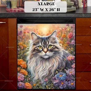Preview of Grey Maine Coon Cat magnet in Extra Large size.
