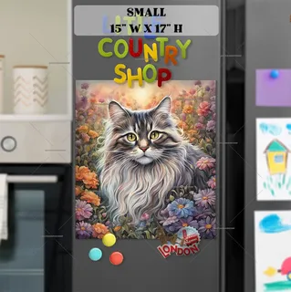 Preview of Grey Maine Coon Cat magnet in Small size.