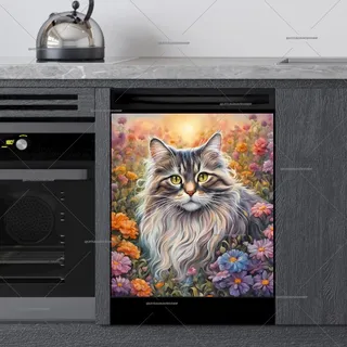 Preview of Grey Maine Coon Cat magnet.