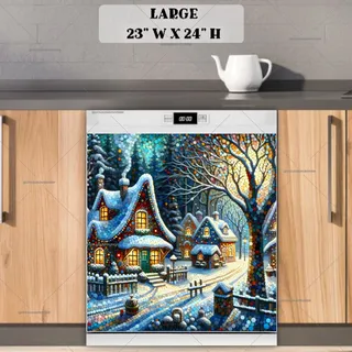 Preview of Cozy Christmas Houses magnet in Large size.