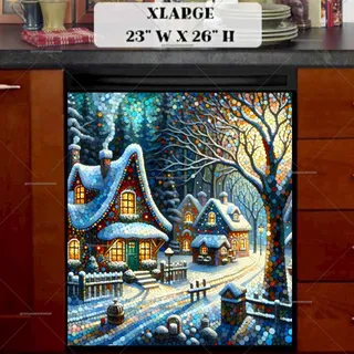 Preview of Cozy Christmas Houses magnet in Extra Large size.