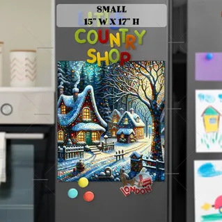 Preview of Cozy Christmas Houses magnet in Small size.