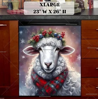 Preview of Lovely Christmas Mama Sheep magnet in Extra Large size.