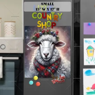 Preview of Lovely Christmas Mama Sheep magnet in Small size.