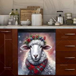 Preview of Lovely Christmas Mama Sheep magnet.