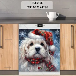 Preview of Christmas White Dog magnet in Large size.