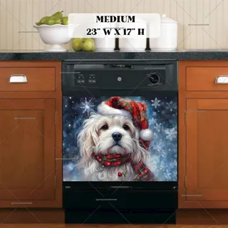 Preview of Christmas White Dog magnet in Medium size.