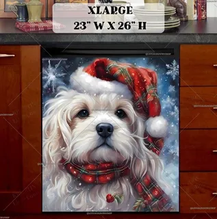 Preview of Christmas White Dog magnet in Extra Large size.