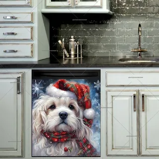 Preview of Christmas White Dog magnet.