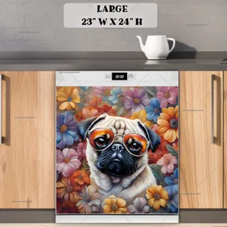Preview of Cute Pug in Sunglasses magnet in Large size.