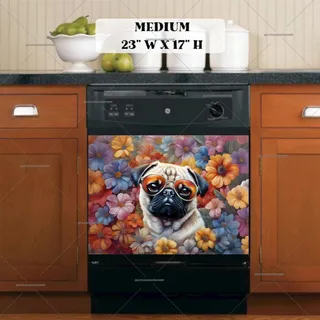 Preview of Cute Pug in Sunglasses magnet in Medium size.