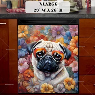 Preview of Cute Pug in Sunglasses magnet in Extra Large size.