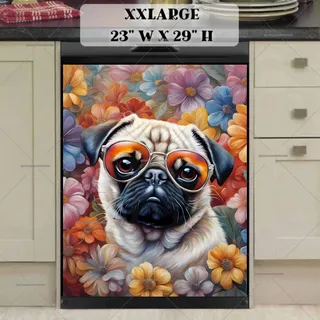Preview of Cute Pug in Sunglasses magnet in XX Large size.