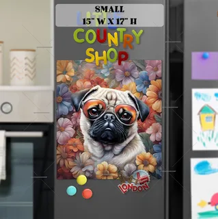 Preview of Cute Pug in Sunglasses magnet in Small size.