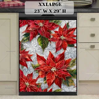 Preview of Poinsettias and Snowflakes magnet in XX Large size.