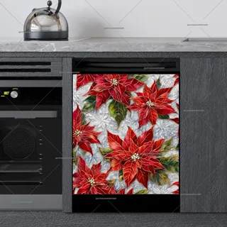 Preview of Poinsettias and Snowflakes magnet.