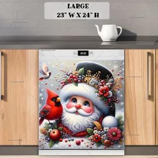 Preview of Christmas Gnome and Birds magnet in Large size.