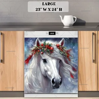 Preview of White Christmas Stallion Portrait magnet in Large size.